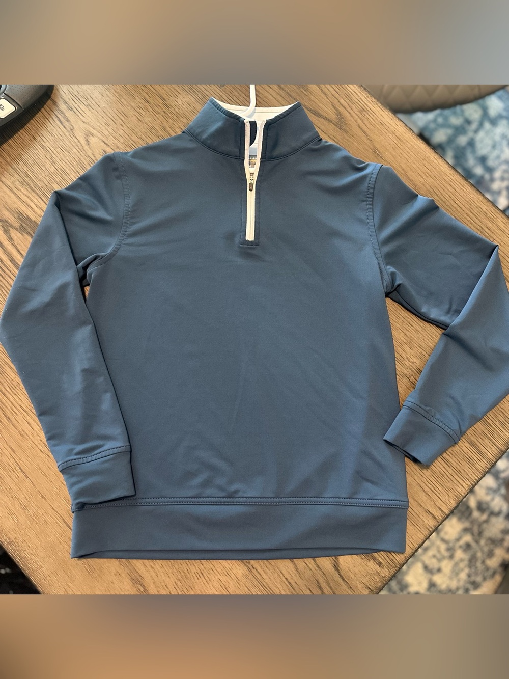 Peter Millar boys Slate Blue Quarter-Zip Performance Pullover